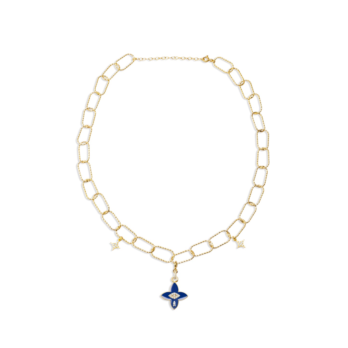 Lapis Power Flower Necklace - Gold Plated