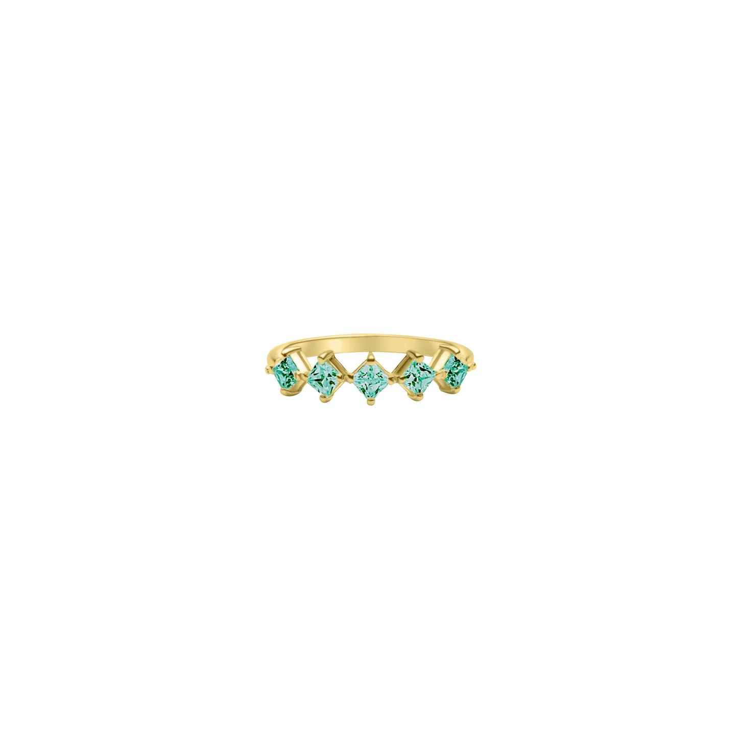 Emerald Half Rhombus Ring - Gold Plated