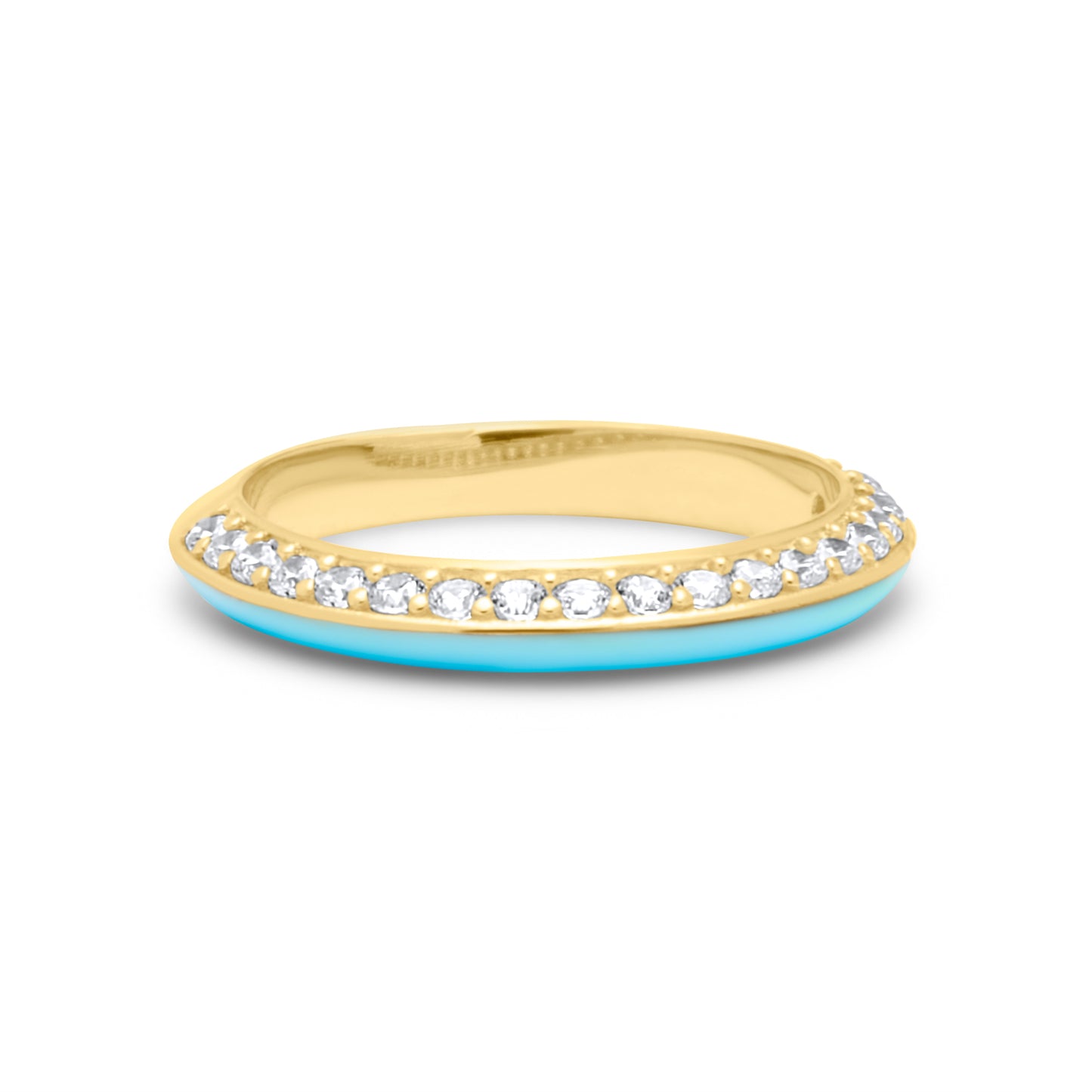 Turquoise One Side Stones Ring - Gold Plated