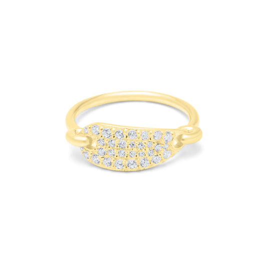 White Pebble Pave Ring - Gold Plated