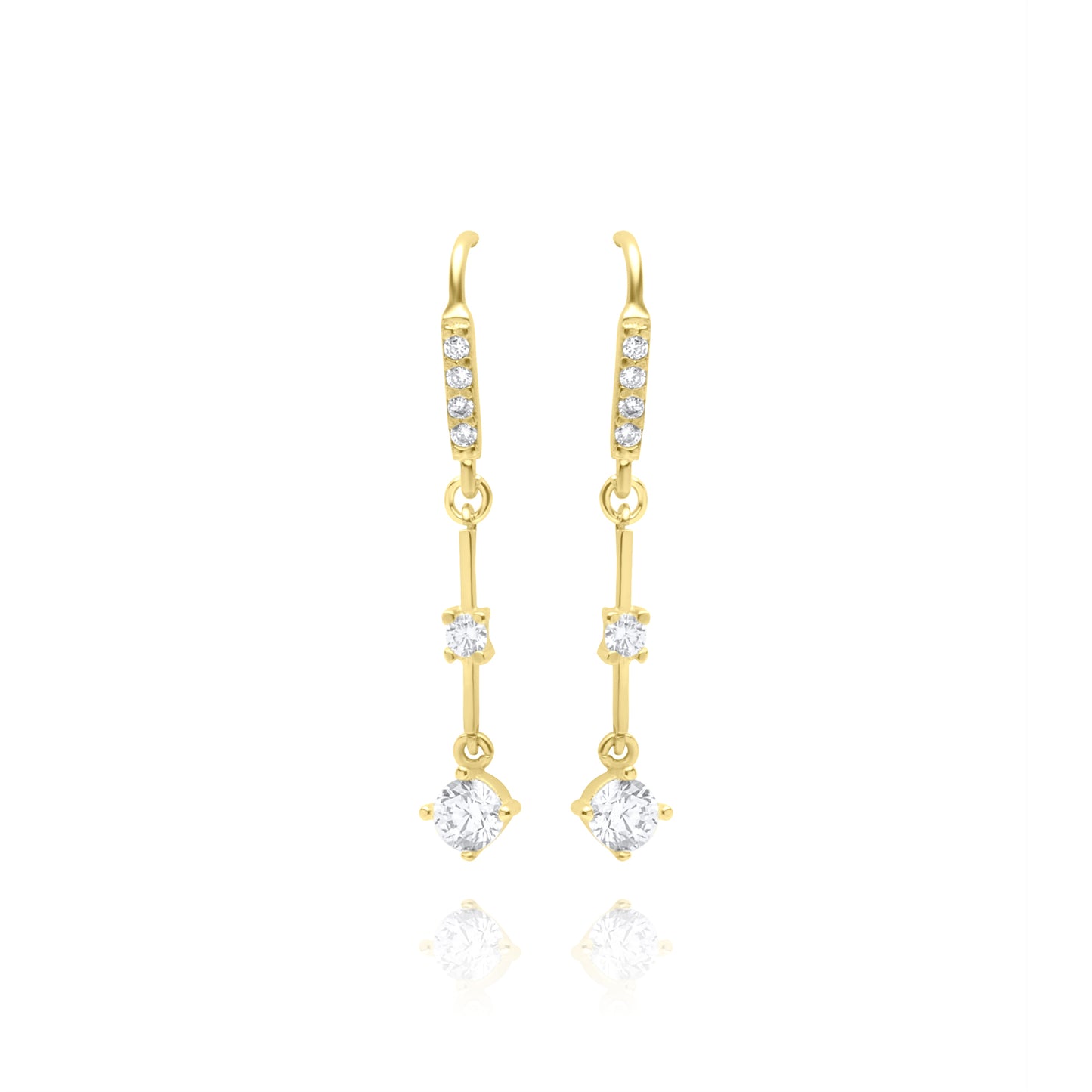 Bar Drop Pair Earrings - Gold Plated