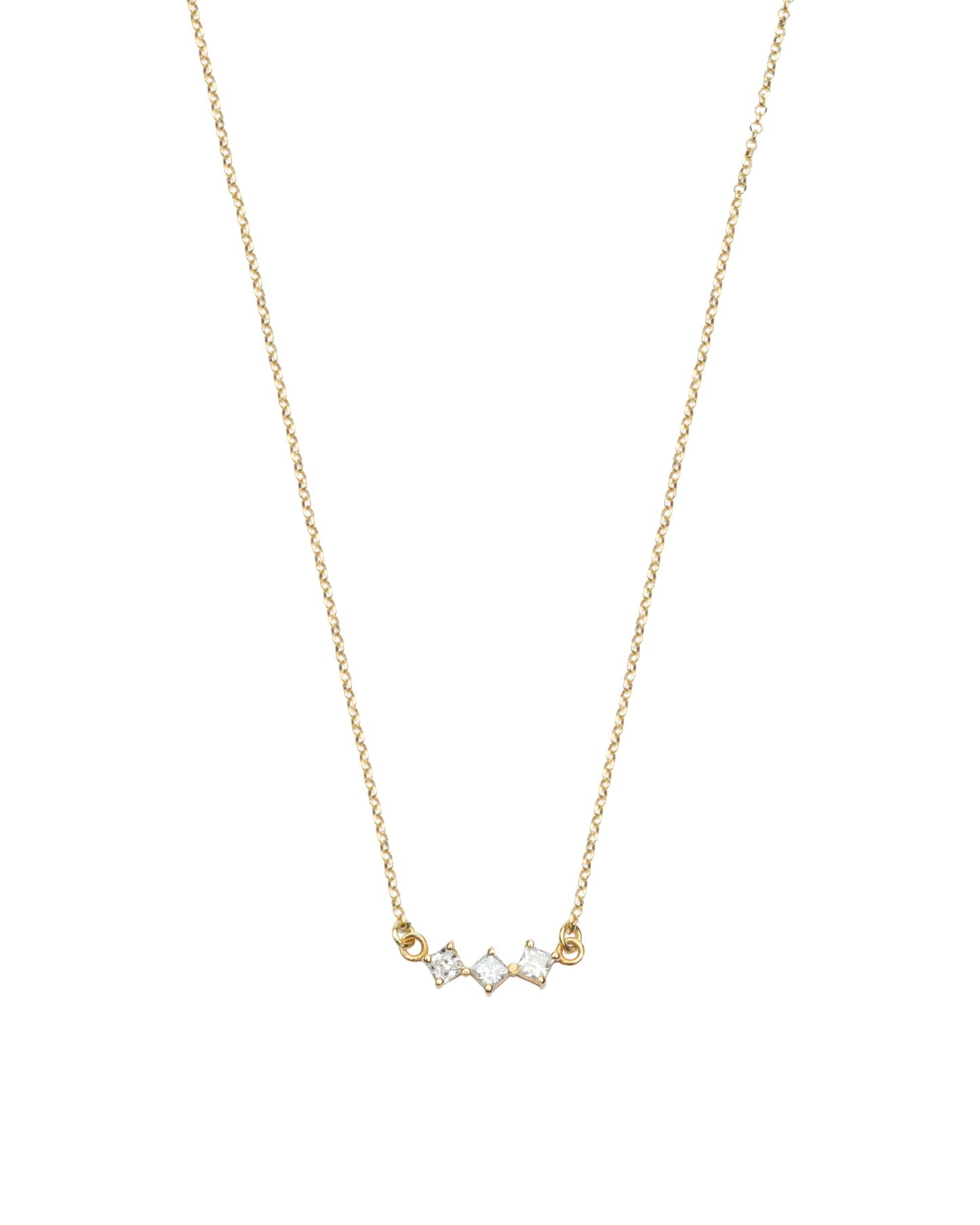 White Little Rhombus Necklace - Gold Plated