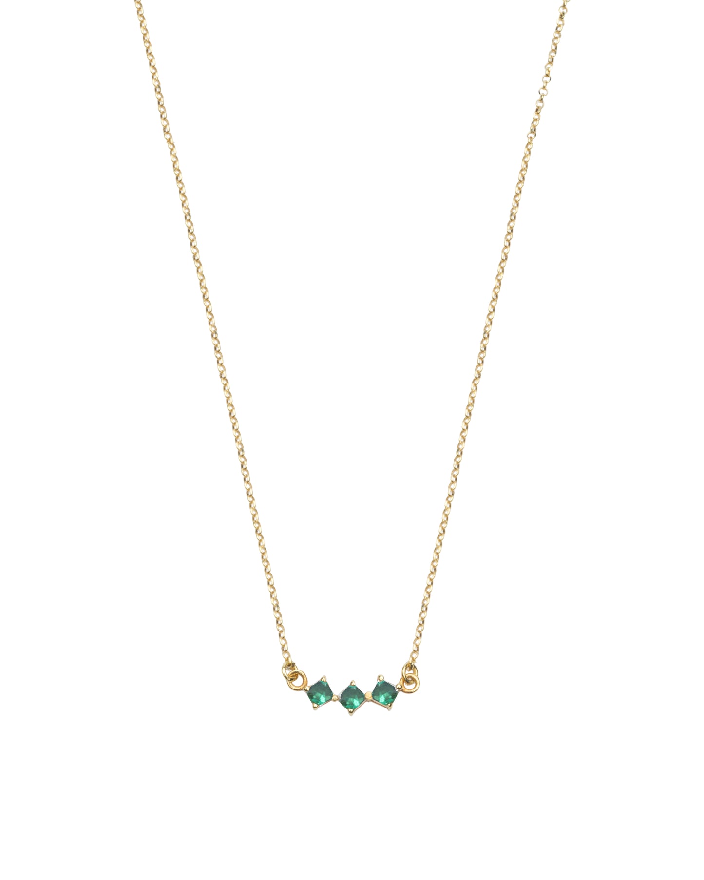 Emerald Little Rhombus Necklace - Gold Plated