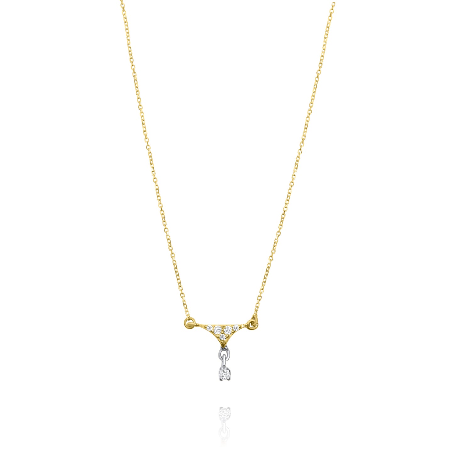 Triangle with a Charm Stone 9k Yellow Gold Necklace