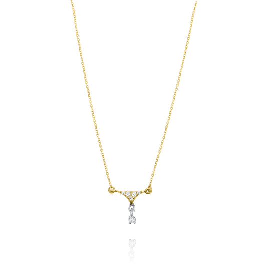 Triangle with a Charm Stone 9k Yellow Gold Necklace