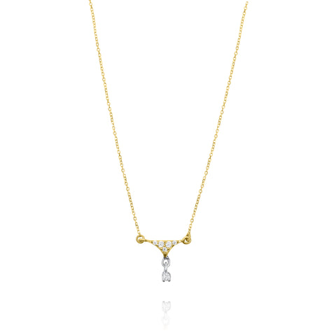 Triangle with a Charm Stone 9k Yellow Gold Necklace