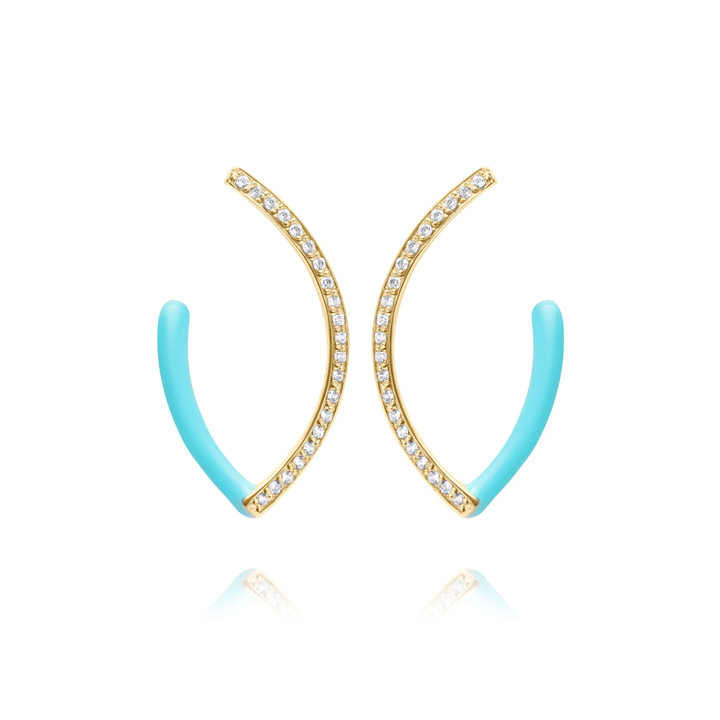 Turquoise Naveta Pair Earrings - Gold Plated