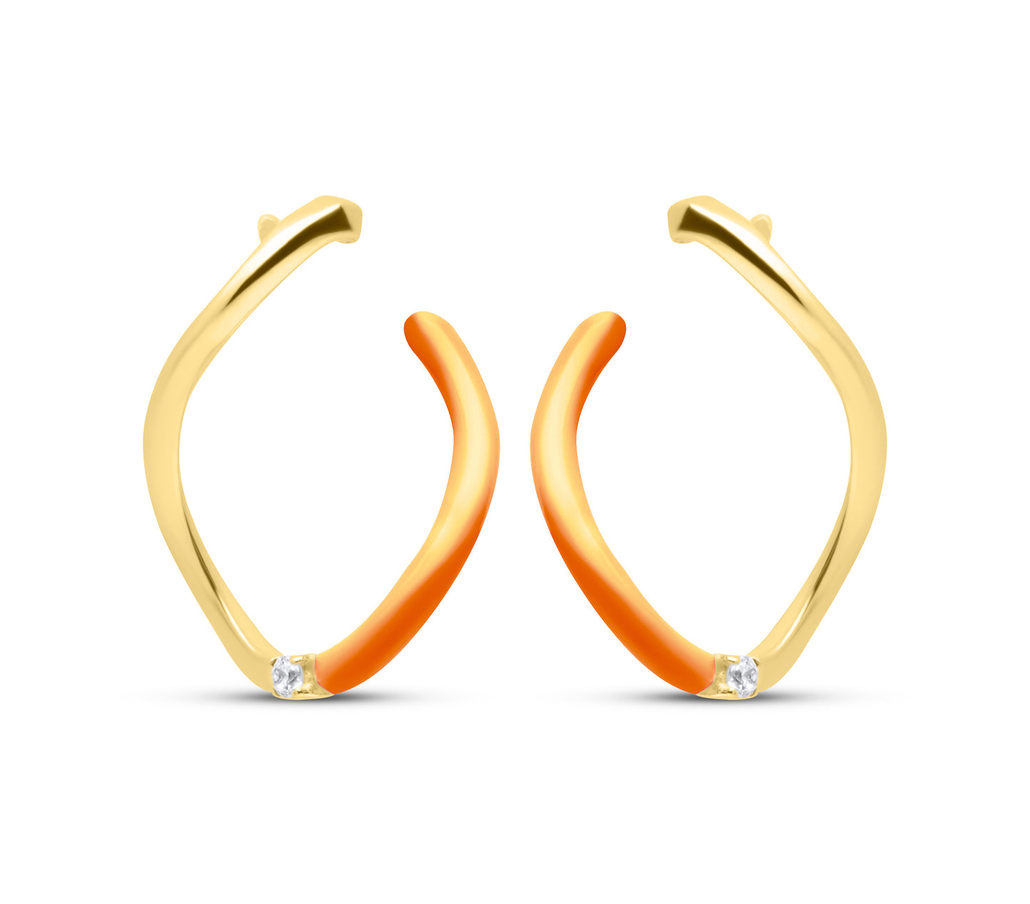 Coral Wave Pair Earrings - Gold Plated