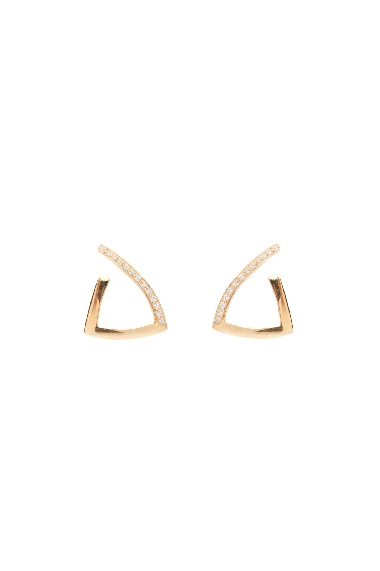 Shinny Triangle Pair Earrings with stone - Gold Plated
