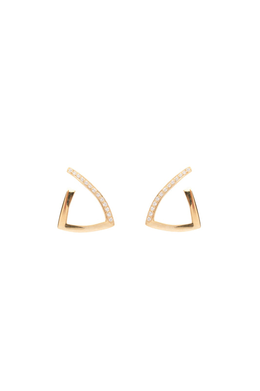 Shinny Triangle Pair Earrings with stone - Gold Plated