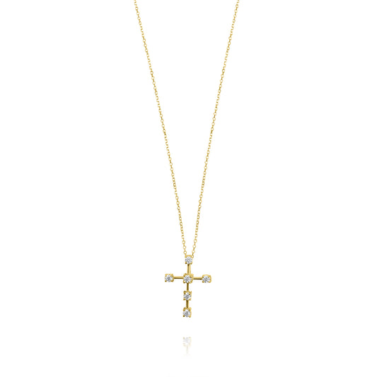 Mini Cross 9k Yellow Gold Necklace