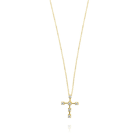 Mini Cross 9k Yellow Gold Necklace