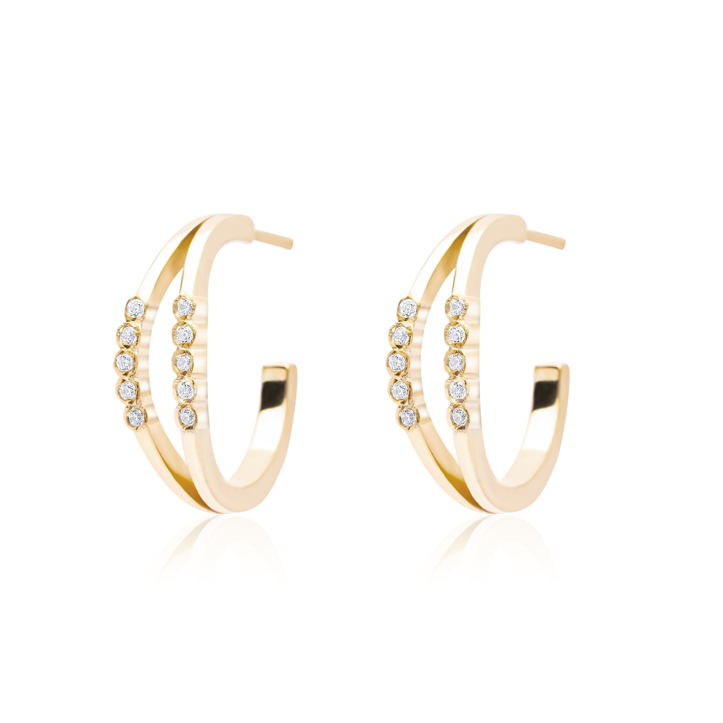 Double Bubble Pair Earrings - Pink Gold Plated