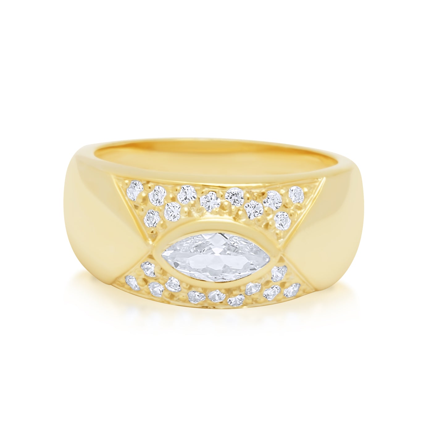 Naveta Thick Ring - Gold Plated