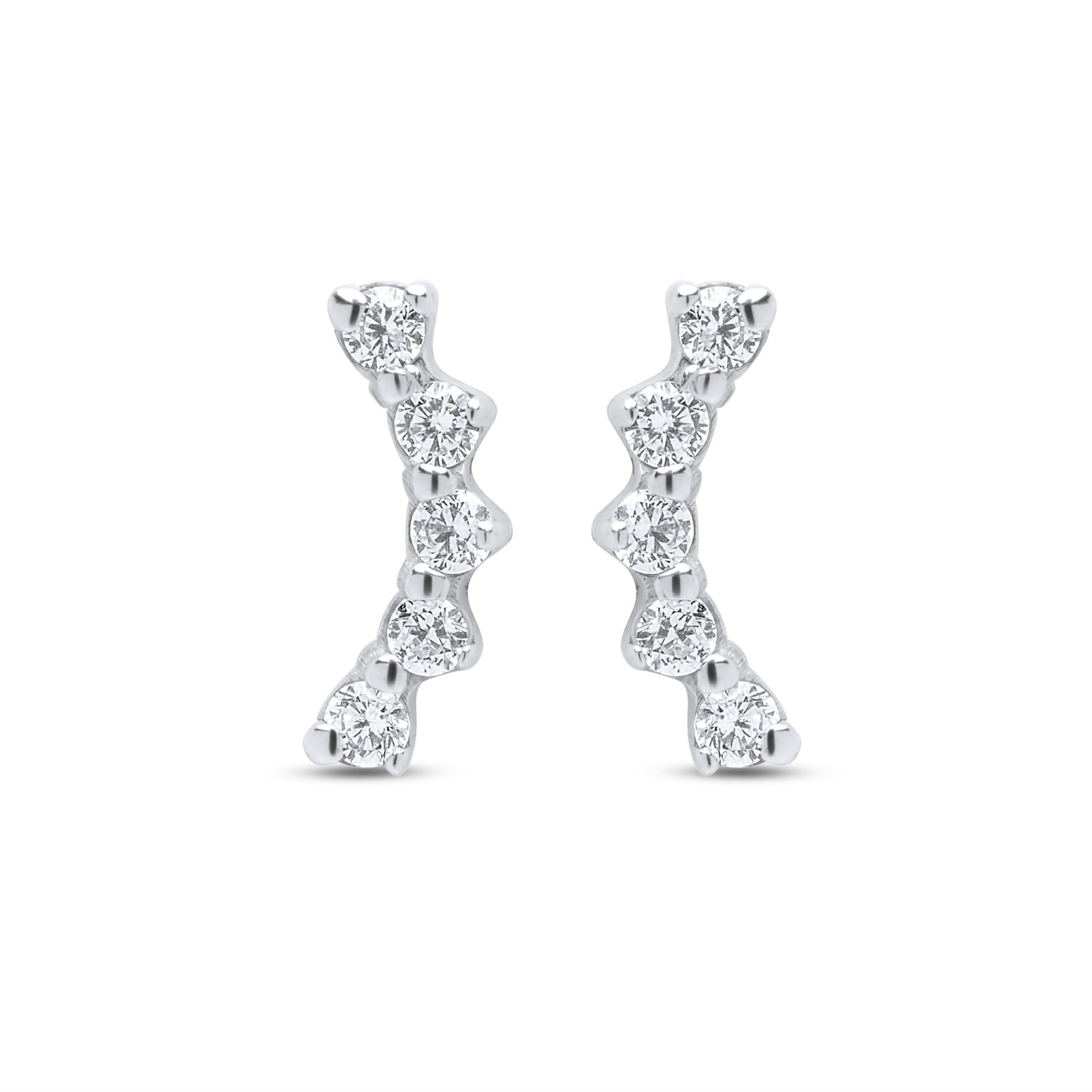 Smiley Stud 9k White Gold Earrings