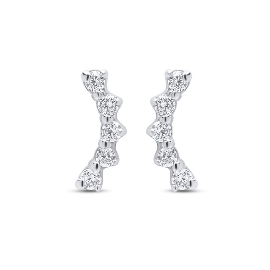 Smiley Stud 9k White Gold Earrings