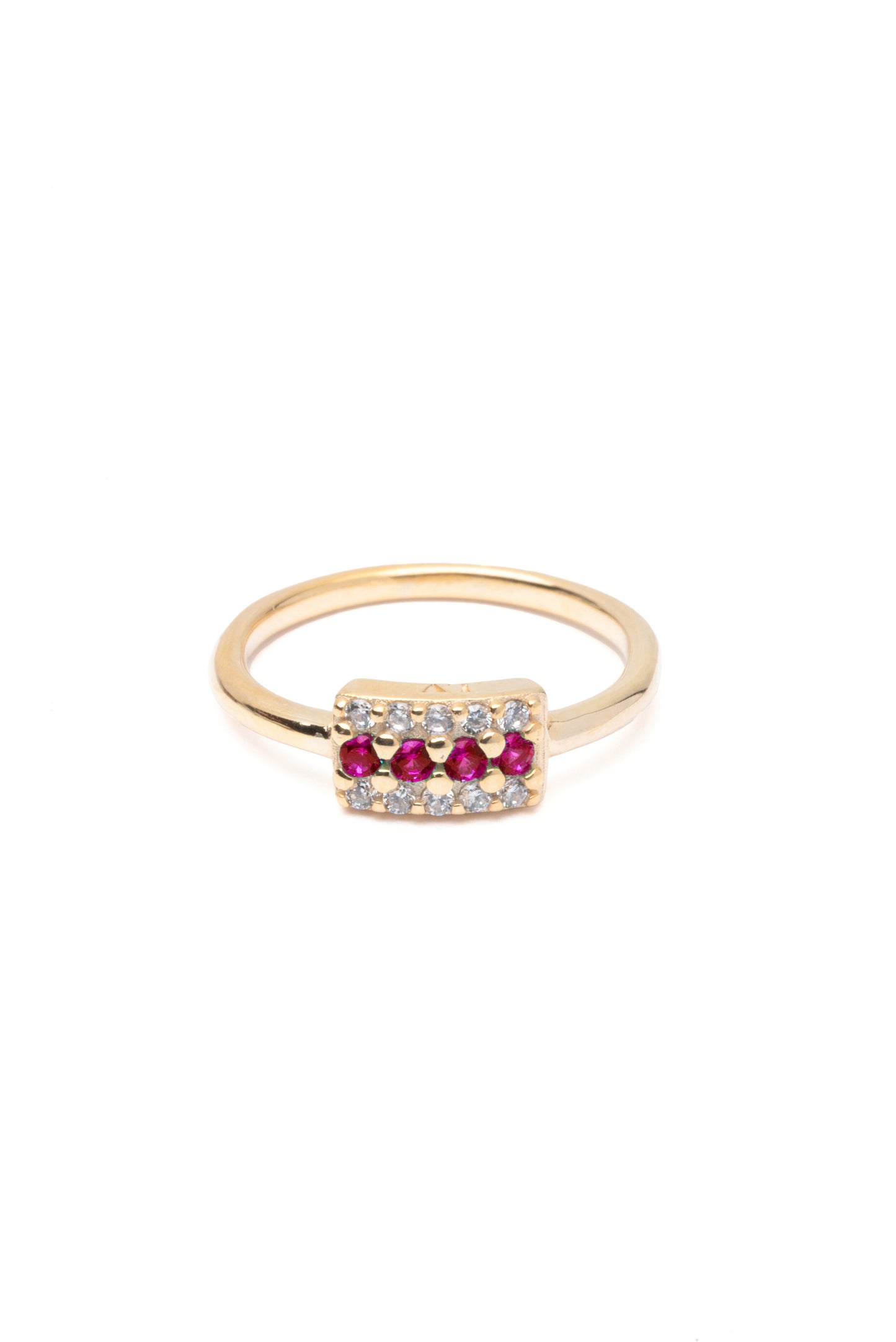 Ruby Pave Ring - Gold Plated
