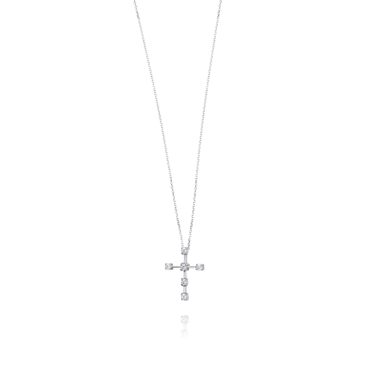 Mini Cross 9k White Gold Necklace