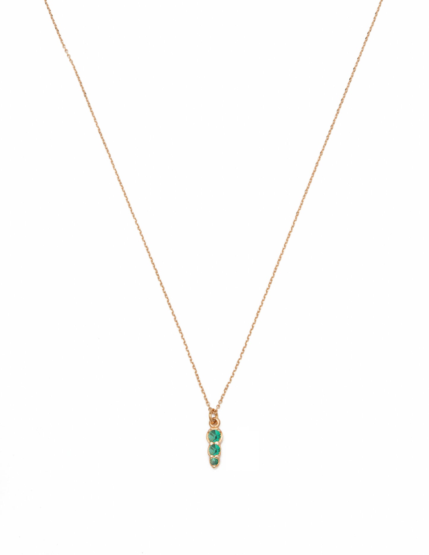 Emerald Three Stones Necklace - Gold Plated