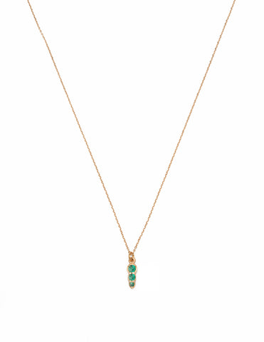 Emerald Three Stones Necklace - Gold Plated