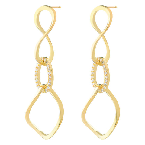 Long Chain Pair Earrings - Gold Plated