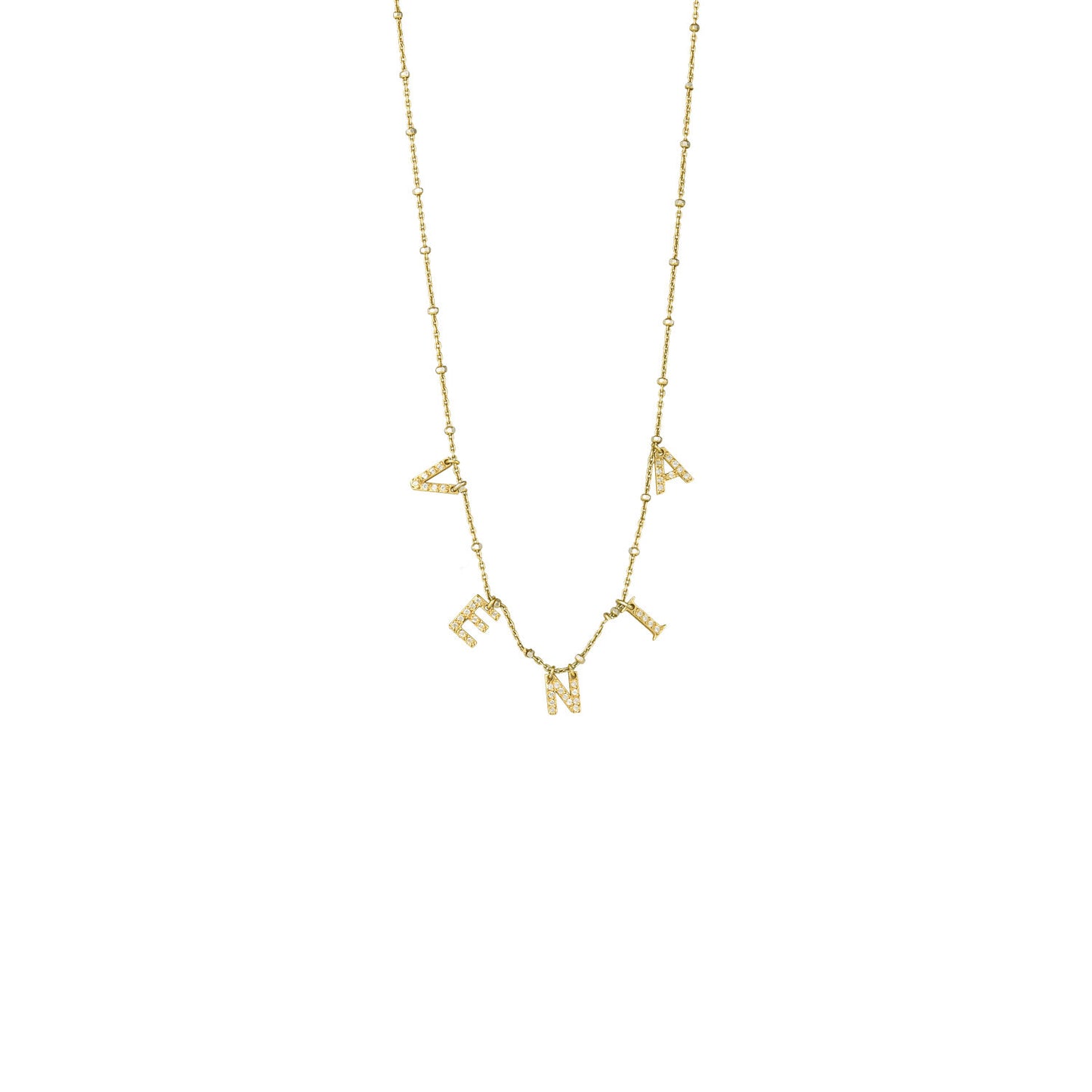 Custom Name necklace with pave letters - Gold Plated