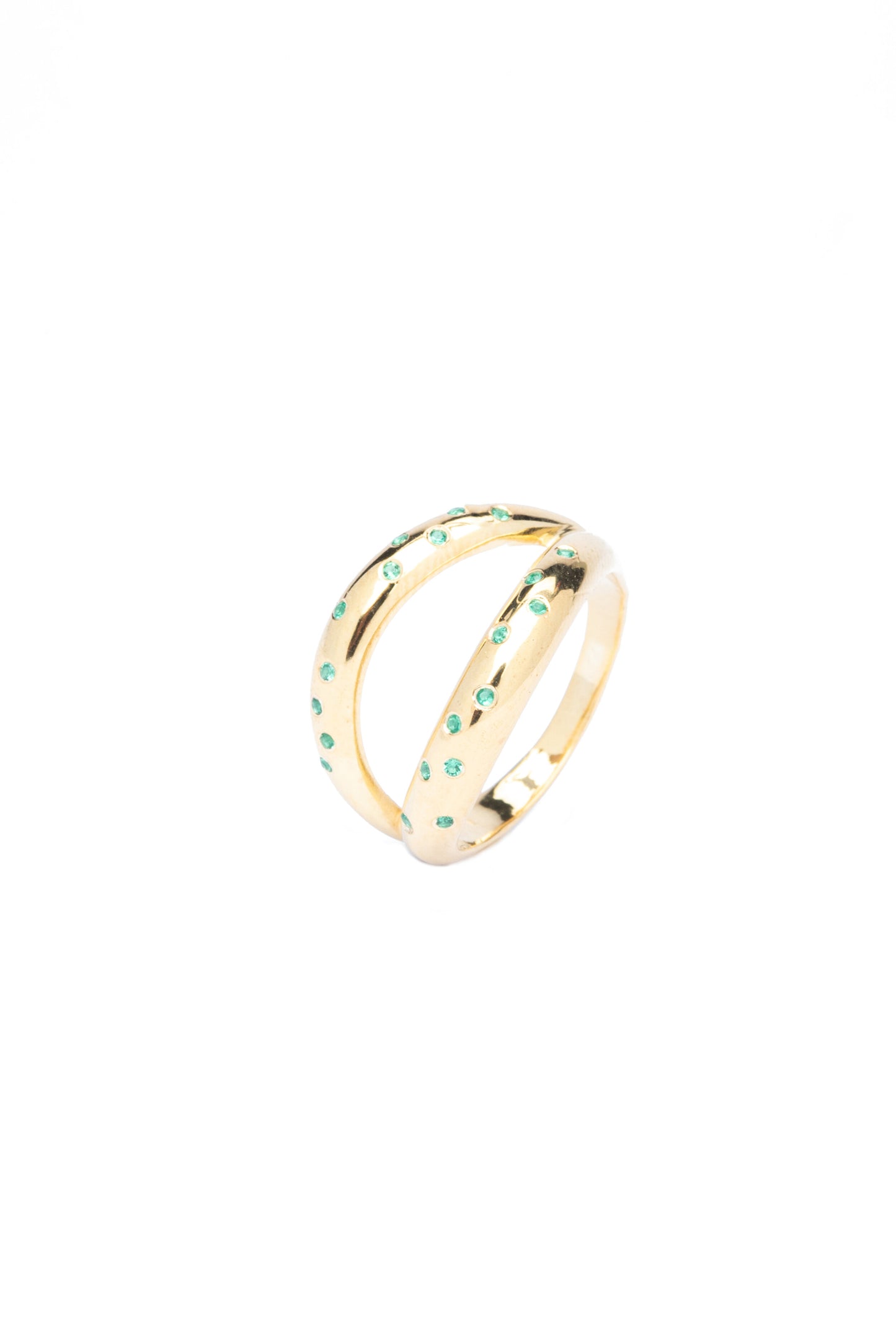 Emerald Double Stardust Ring - Gold Plated