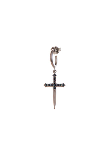 Sword Single Hoop Earring - Black Rhodium