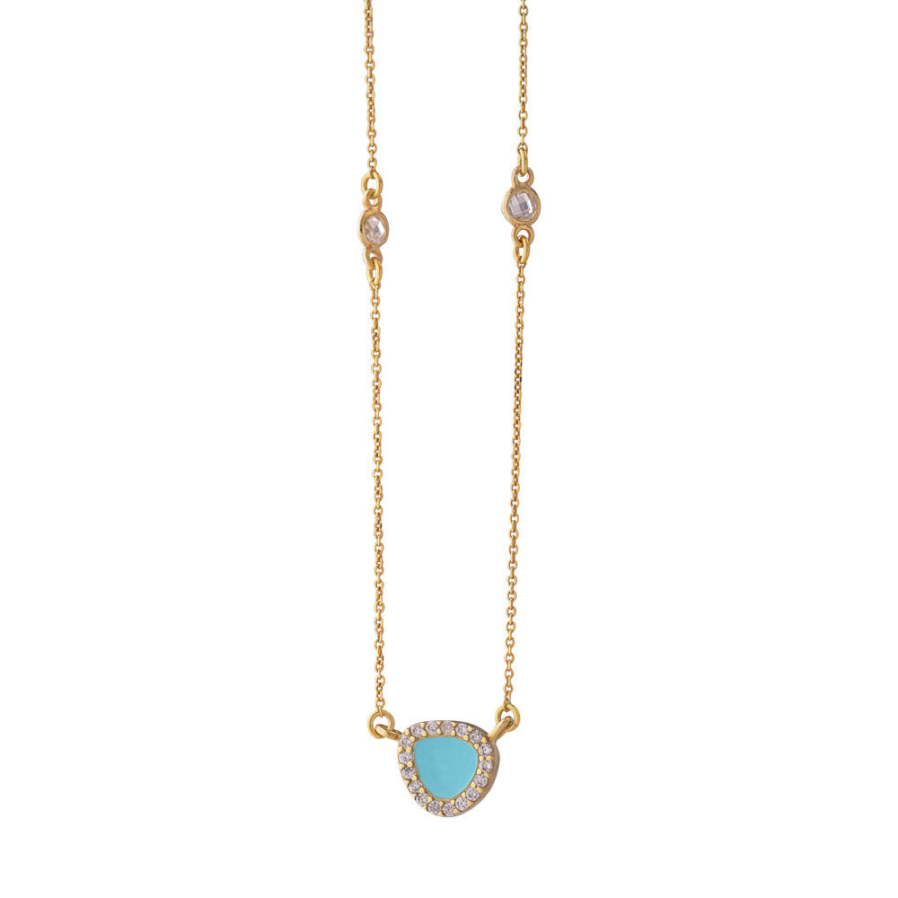 Turquoise Pebble - Gold plated