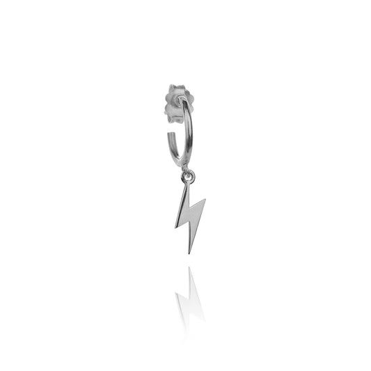 Lightning Single Hoop Earring - Black Rhodium