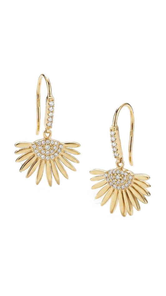 Half Sunflower Pair Earrings - Gold Plated