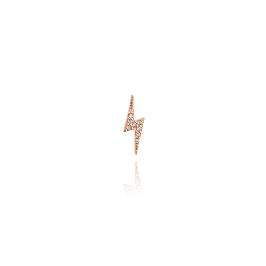 Lightning Single Stud earring - Pink Gold Plated