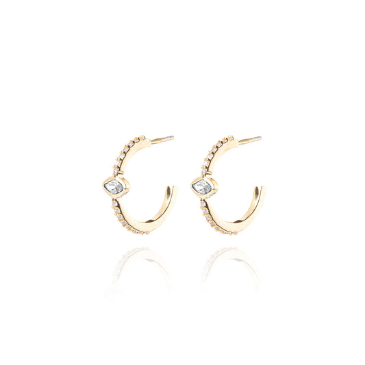 Naveta Pair Hoop Earrings - Gold Plated