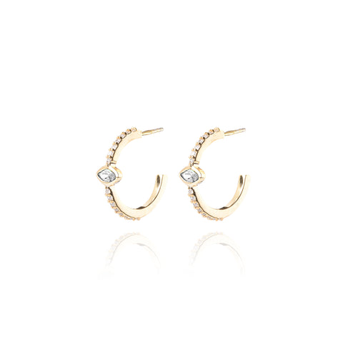 Naveta Pair Hoop Earrings - Gold Plated