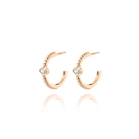 Naveta Pair Hoop Earrings - Pink Gold Plated