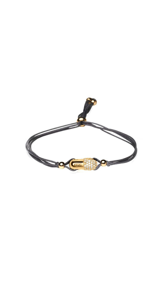 Dark Grey Pave Vitamin 26mg Bracelet - Gold Plated