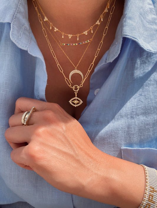 White Bone necklace - Gold Plated