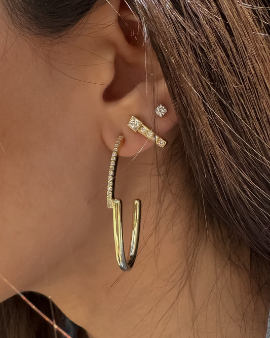 Chunky Oval Pair Earrings - Gold Plated