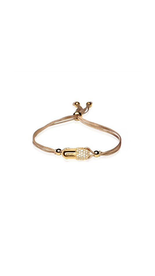 Beige Pave Vitamin 26mg Bracelet - Gold Plated