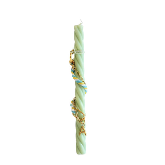 Pistachio Custom Monogram - Marshmallow Twist Easter Candle