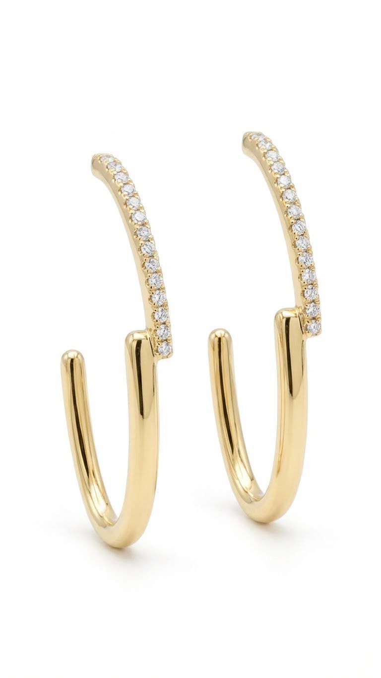 Chunky Oval Pair Earrings - Gold Plated