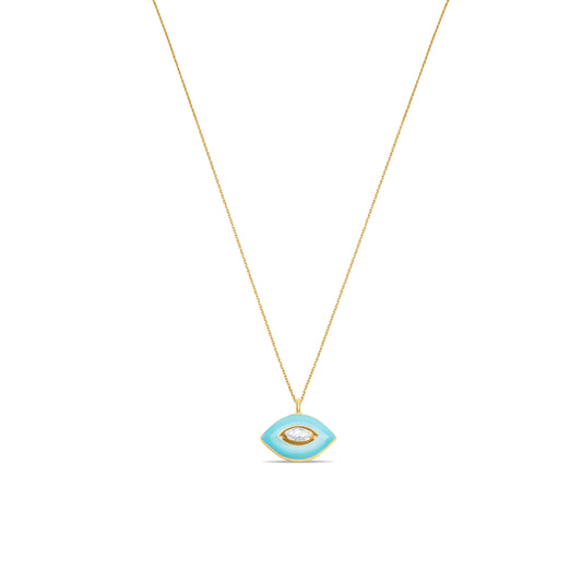 Turquoise Eye Necklace  - Gold plated