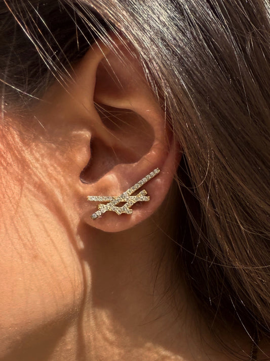 HashGlam Single Ear Climbers  - Gold Plated Right