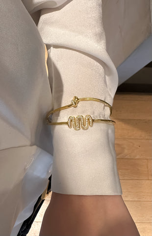 White Snake Bracelet - Gold Plated