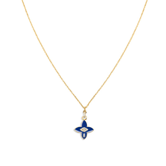 Lapis Power Flower Necklace - Gold Plated