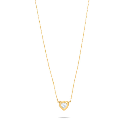 One Stone Heart necklace  - Gold Plated