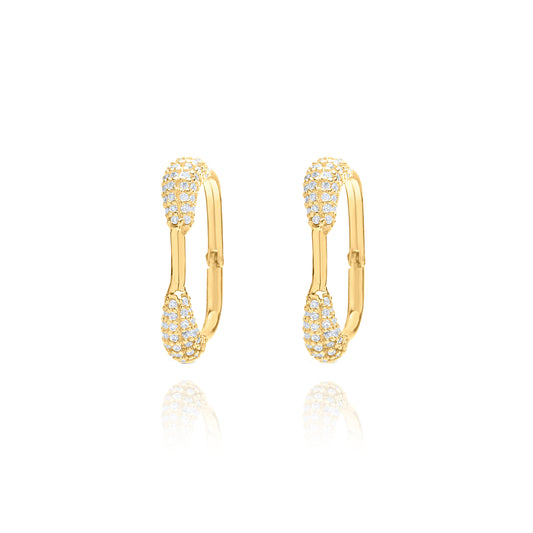 Hoops with Pave Corners pair earrings - Gold Plated