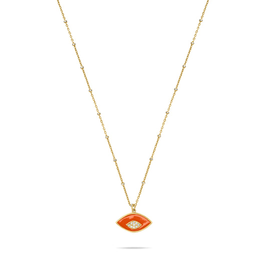 Orange Eye of Aurora Necklace - Gold plated