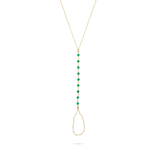 Emeraldite Flow Finger Bracelet - Gold Plated