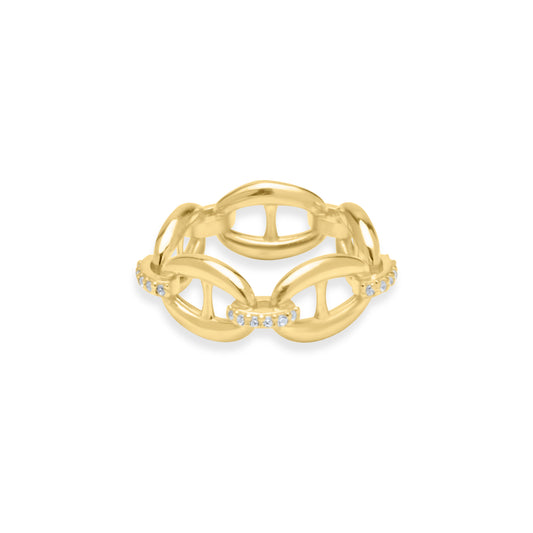 White Chain Bliss Ring - Gold Plated